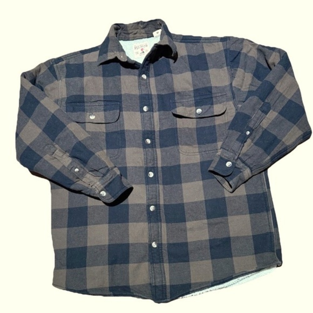 Red Head Brand Mens M Brown And Black Flannel Shacket With Sherpa Lining